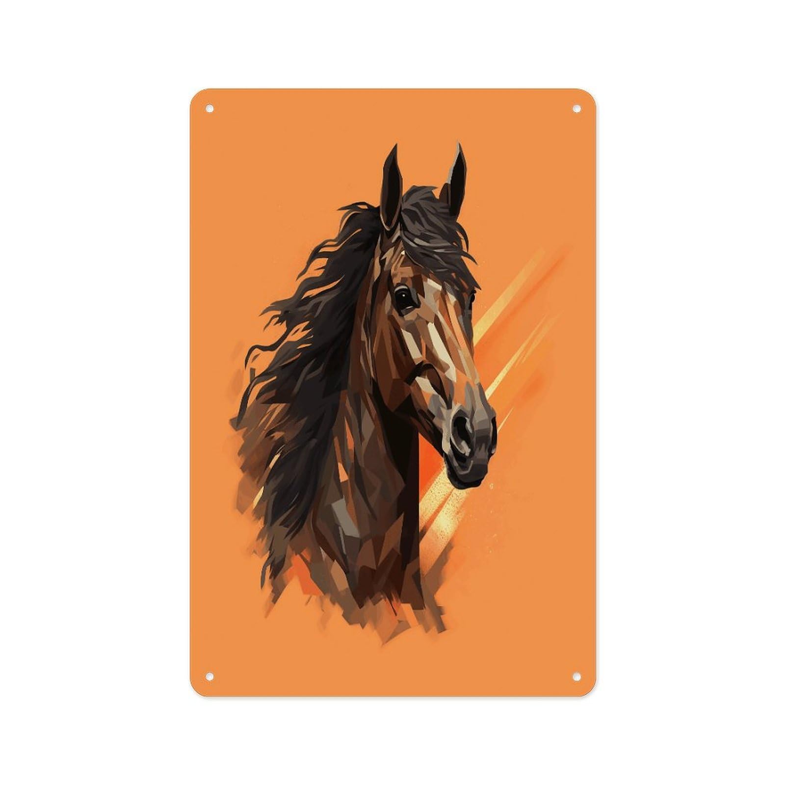 Fekiloot Style Orange Background With Horse Head Wall Decor Metal Signs Tin Signs Poster
