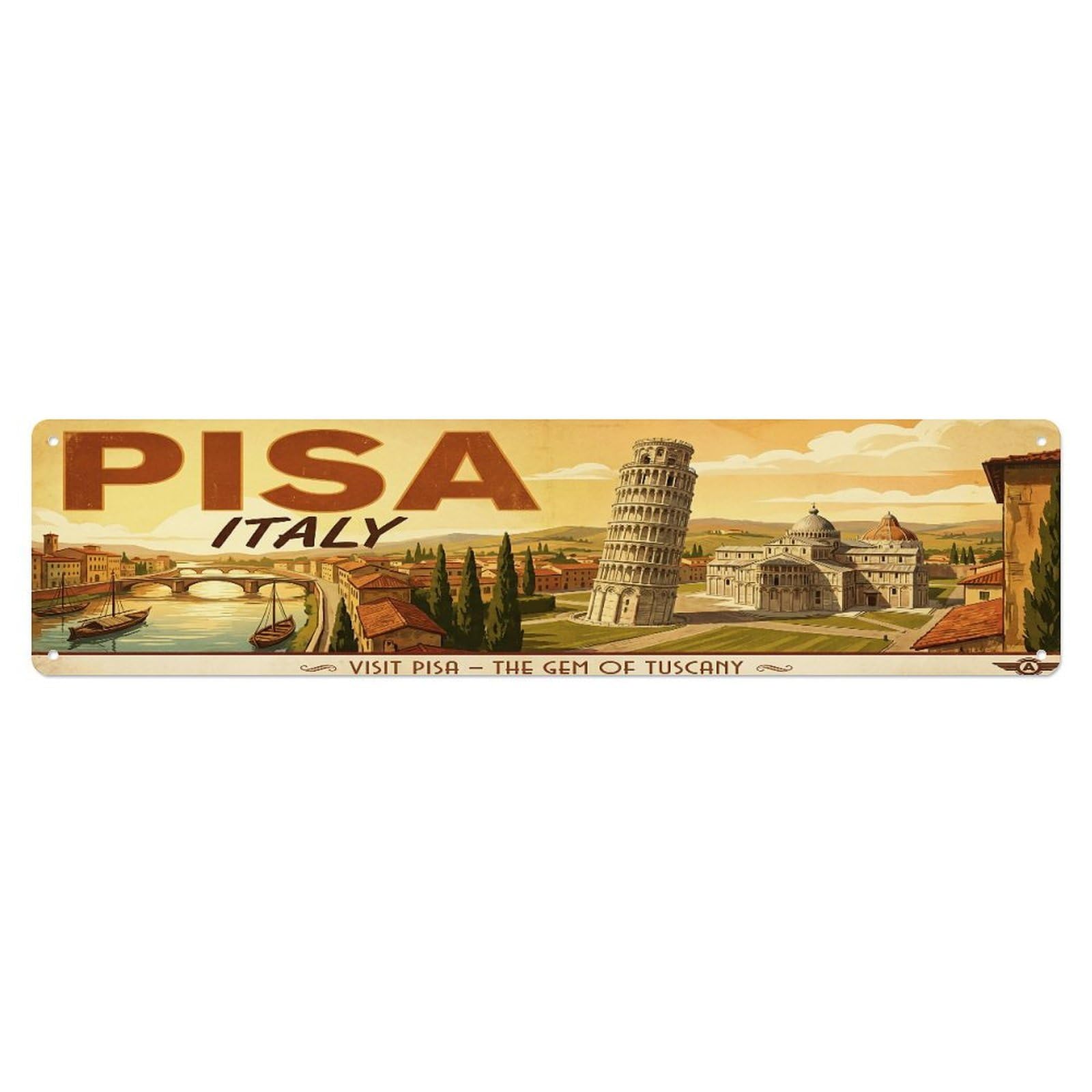 Tgrcjimh Style Metal Tin Sign Retro Travel Italy Pisa