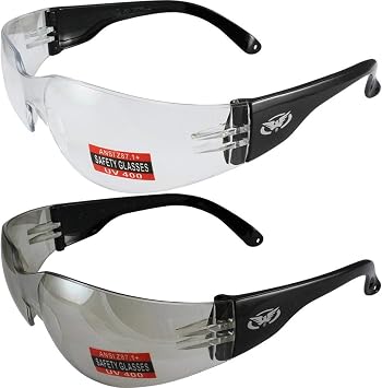 Amazon.com: Dos pares de gafas de sol de seguridad para motociclista,  marcos negros, un par de lentes transparentes y un par de lentes  transparentes ANSI Z87.1 : Herramientas y Mejoras del Hogar