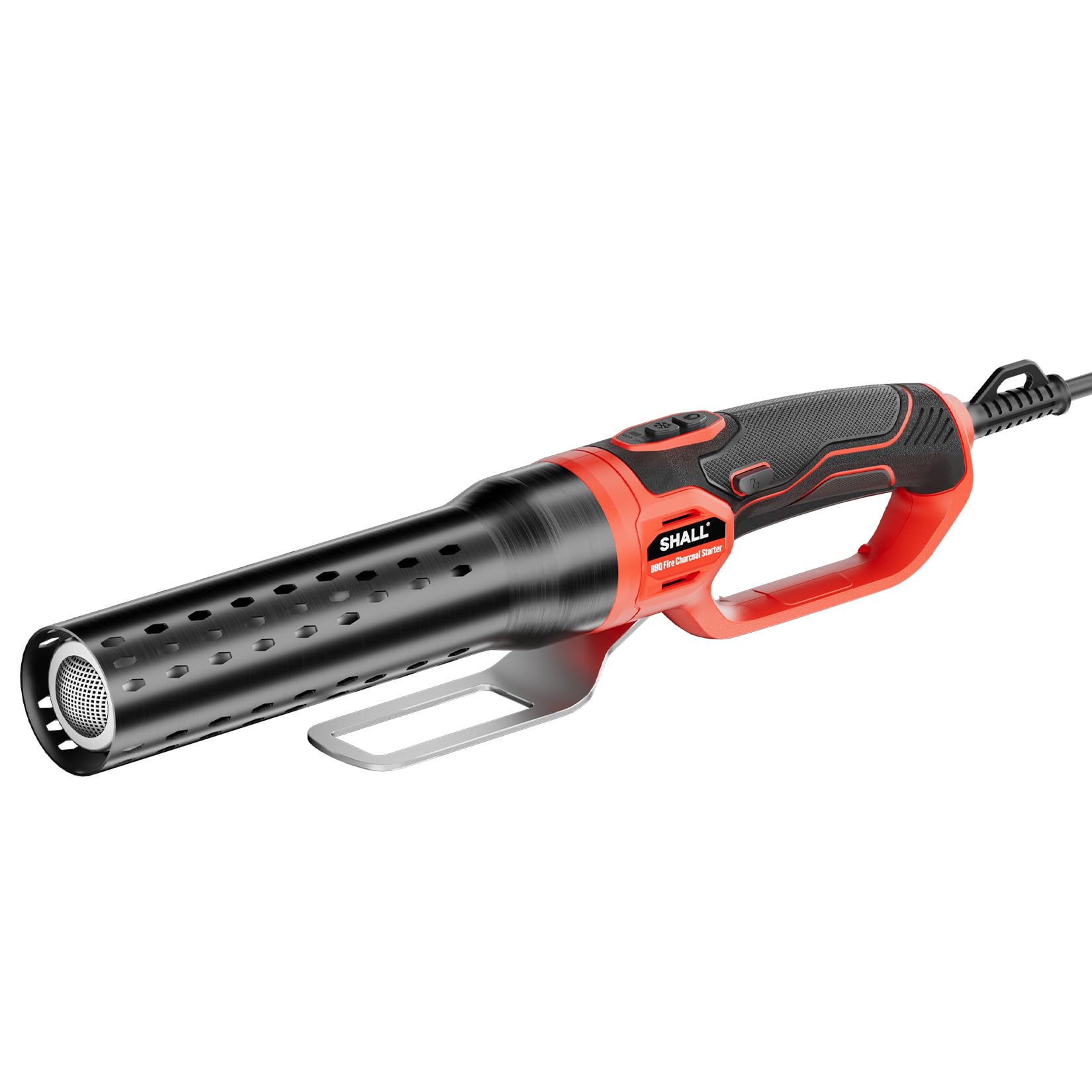 Shall Allume-Charbon électrique 2000 W, Pistolet à air Chaud, 60 s, Monte jusqu'à 1 100 ℉, chauffé sans Produits Chimiques, pour Fumeurs de Barbecue, Allume-Grils, foyers à Bois et foyers