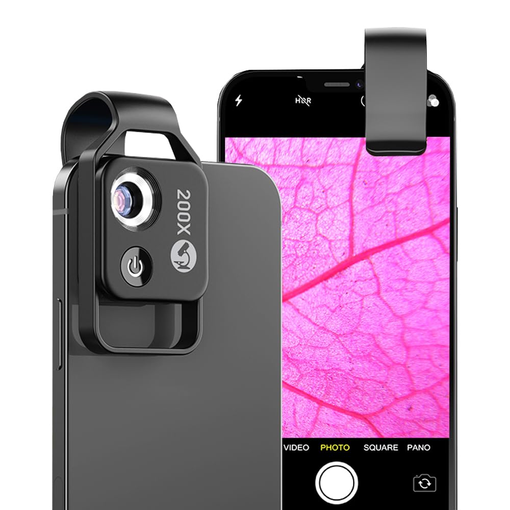 APEXEL 200 x Mini Microscope for Smartphone Mobile Phone Microscope for Smartphone Explore Micworld with Smartphone Microscope, Black