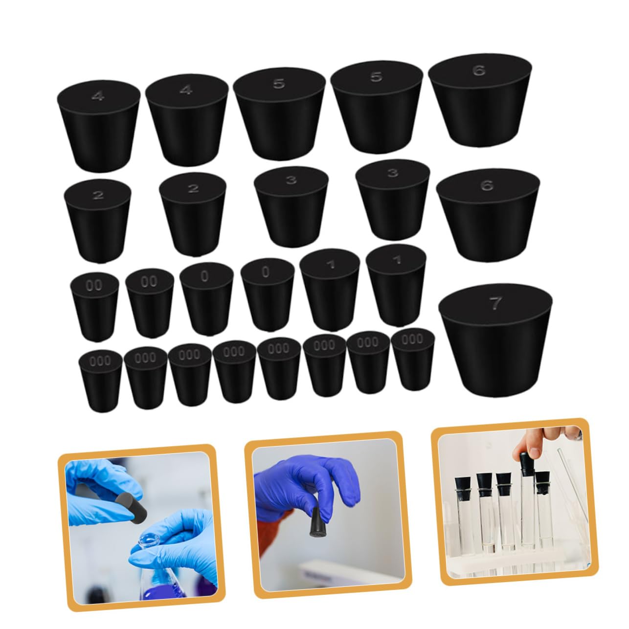 ULTECHNOVO 75pièces Bouchons Caoutchouc Solides Pour Bouteilles Lot De Étanchéité Fiable Pour Équipements De Laboratoire Et Récipients De Cuisine