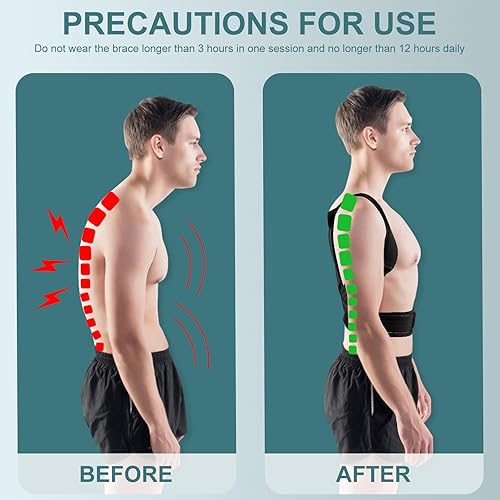 Miniatura 4 de Hotodeal Corrector de postura para hombres y mujeres, soporte de espalda ajustable que proporciona alivio del dolor del cuello, espalda y hombros,