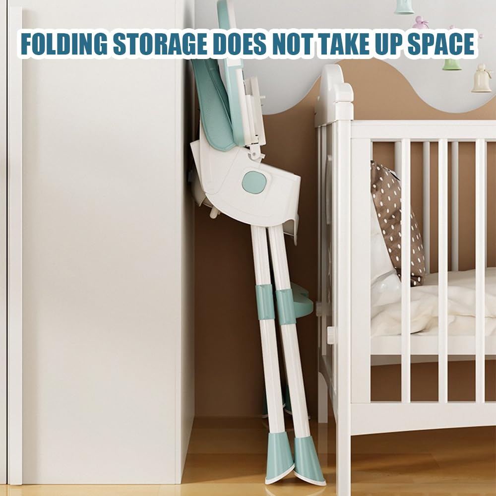Chaise Haute Bébé 4 en 1 Réglable - Plateau Amovible Lavable - Siège Évolutif Sécurisé pour Repas, Jeu et Croissance 6M-3Ans (vert)