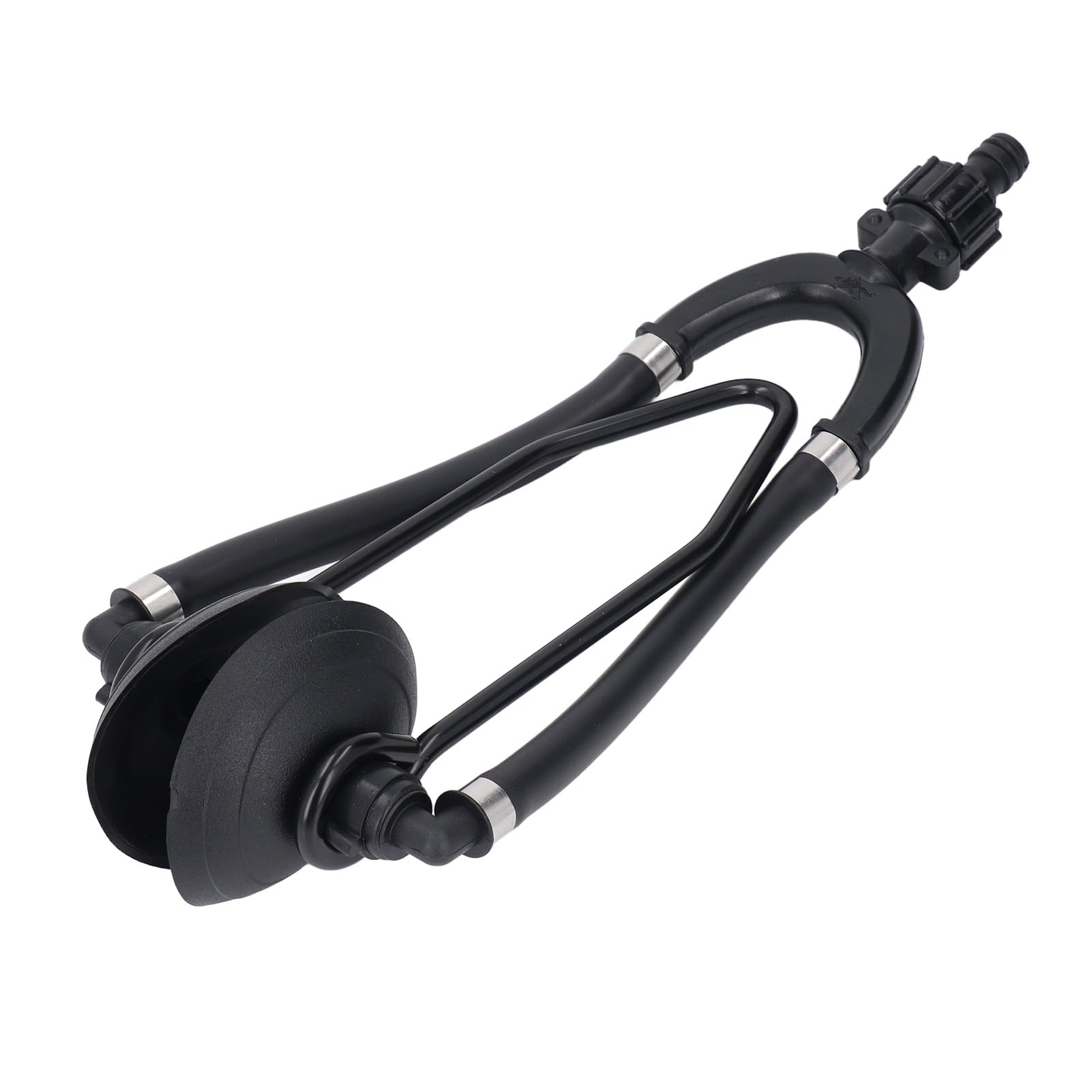 FTVOGUE Enjuague de Motor de Doble Alimentación, Enjuague de Motor Marino de Acero Resistente con Conector de Manguera de 5/8 Pulgadas para Fueraborda Interior, Diseño de Flujo Dual para Limpieza a