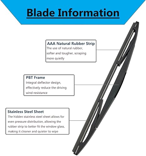 Miniatura 3 de Limpiaparabrisas trasero de 12 pulgadas para Cadillac Escalade 2007-2014, Buick Enclave 2008-2017, GMC Yukon 2007-2013, Ford Escape 2008-2012,