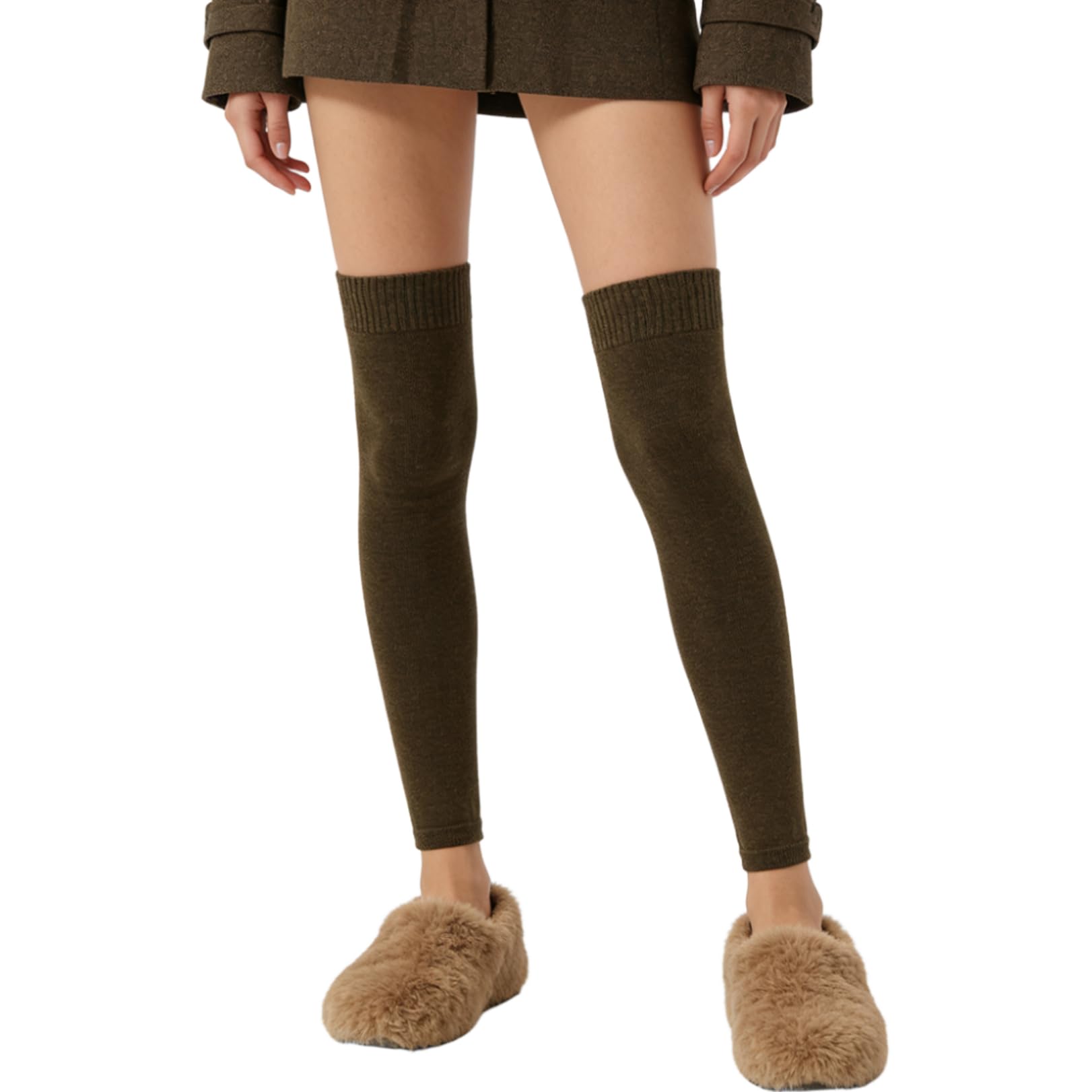 JEATHA Thicken Leg Warmers for Women Winter Warm Knitted Over Knee High Boot Socks for Party