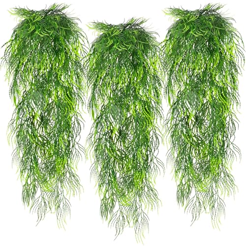 RAINFLOW 3PCS Artificial Plants Indoor Realistic Fake Hanging Plants with