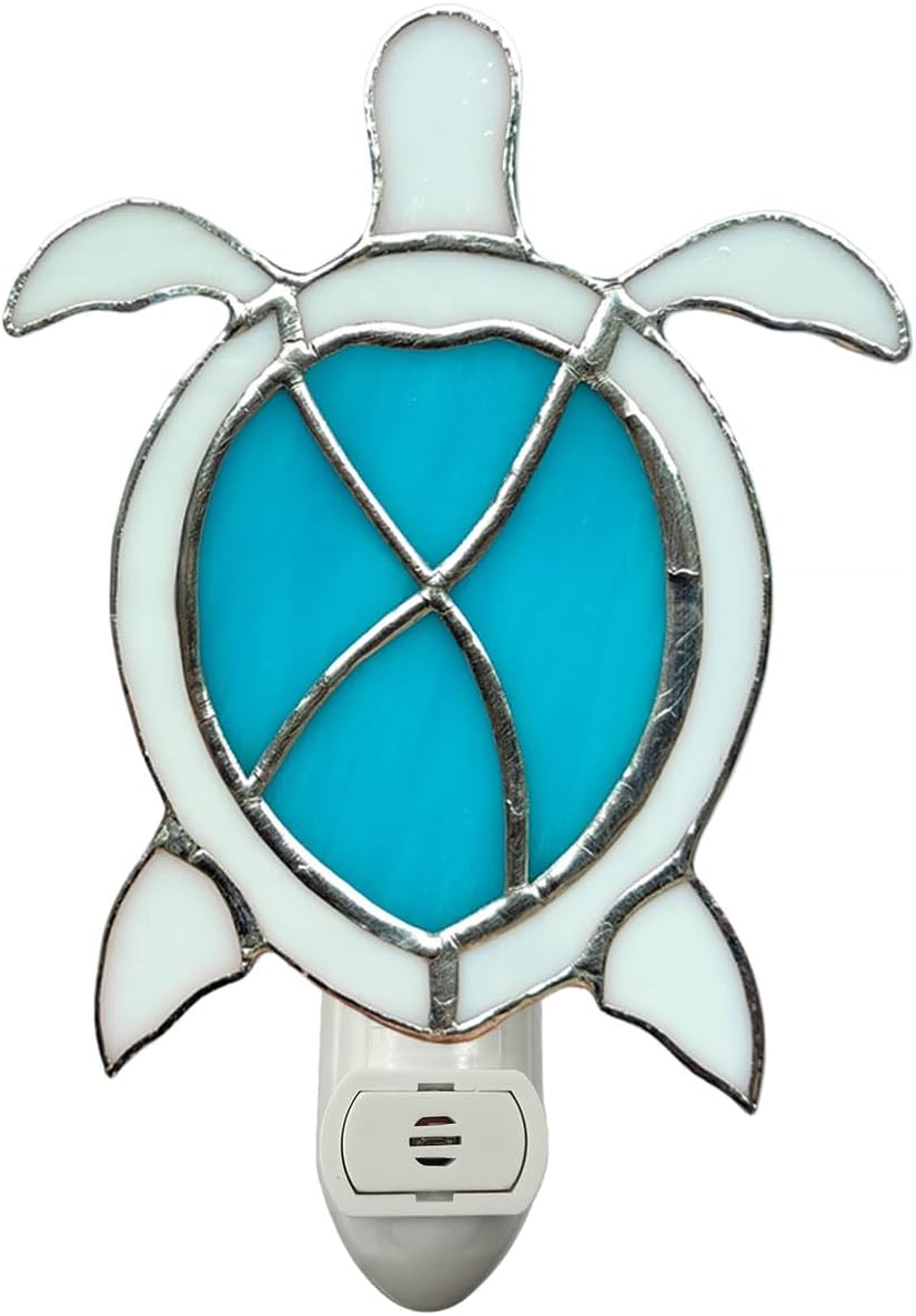 CHEZBABY Automatica Sensor Stained Glass Night Light Plug in Wall Lamp Decorative Accent Nightlight for Hallway Bedroom Bathroom Kitchen Home Decor(Daisy)