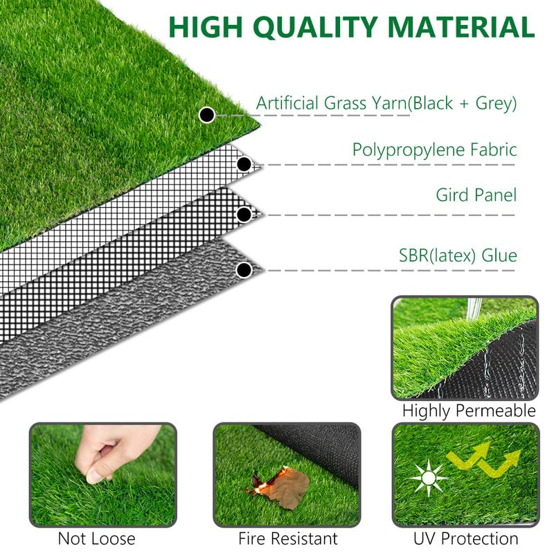 Image of Petgrow Artificial Grass Turf 1FTX1FT, 0.8 Inch High Density Synthetic Grass,Indoor Outdoor Runner Rug Grass with Drain Hole for Dog Garden Backyard Patio Balcony Entryway Landscape Decoration