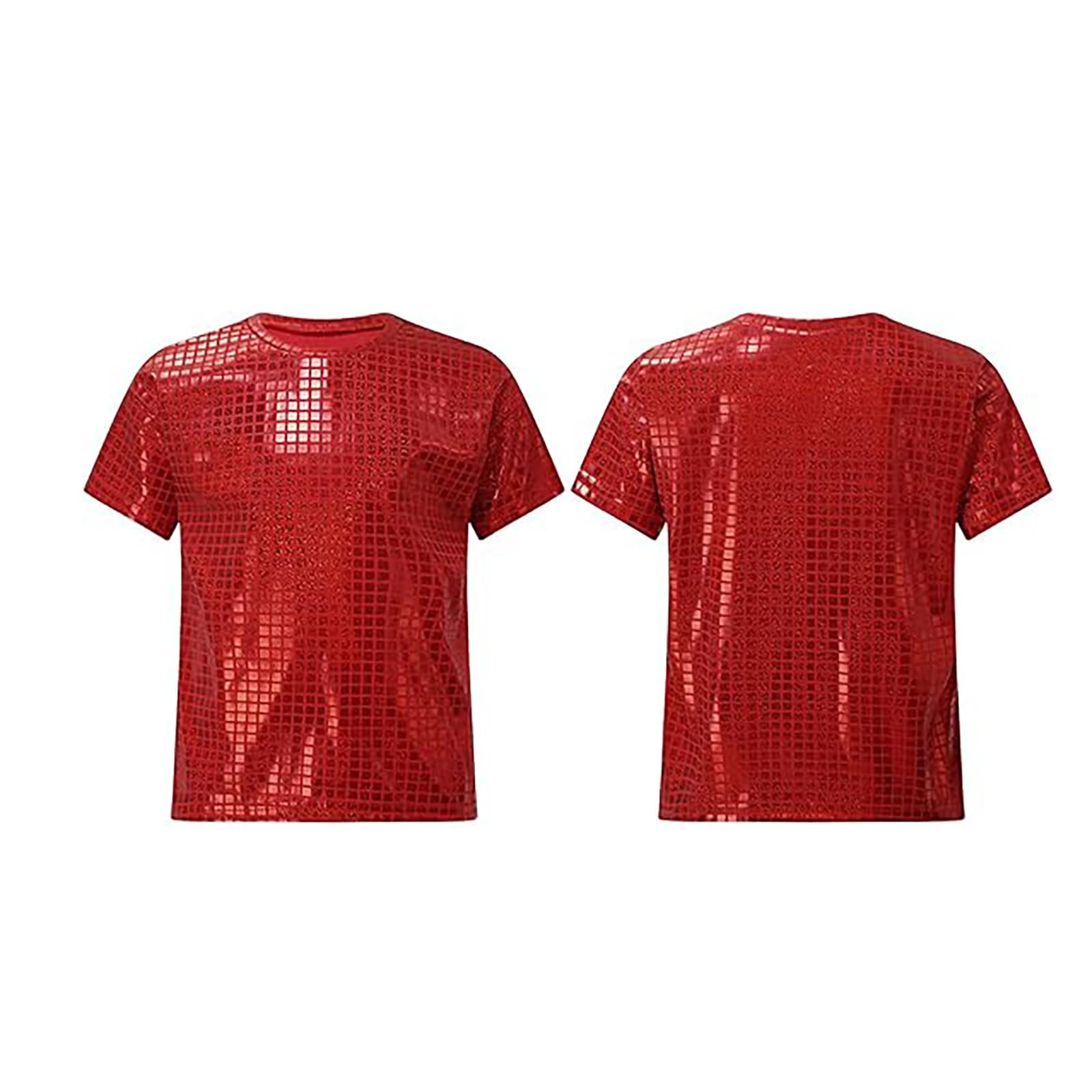 Top Lentejuelas Niñas Niños Camiseta Manga Corta Crop Top Deportivo Camiseta Brillante De Baile Latino Jazz Hiphop Disfraz Fiesta Actuación