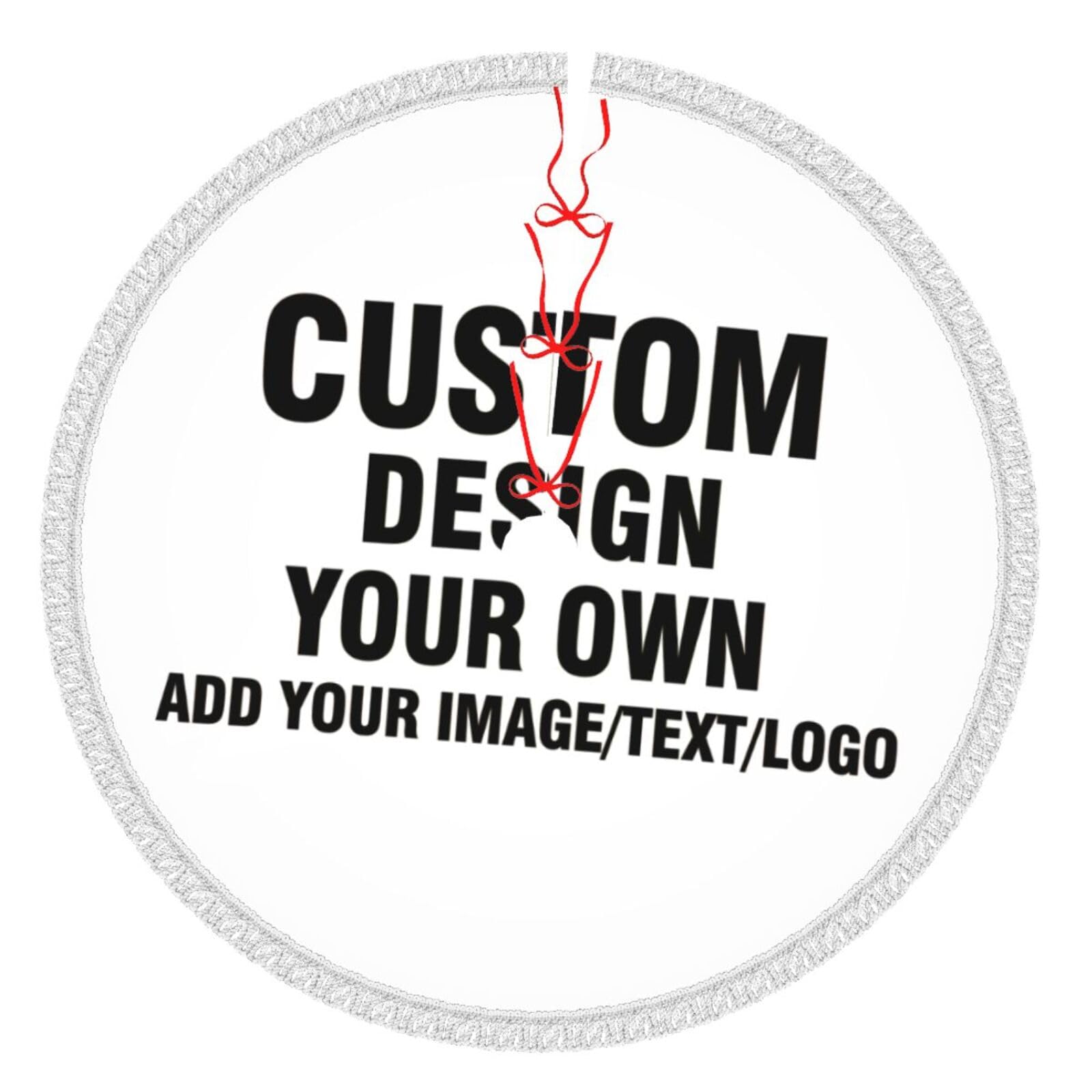 Custom Christmas Tree Skirt with Tassel 48 Inches - Personalized Xmas Tree Mat- Add Picture Text Xmas Decoration-Customized Tree Skirt