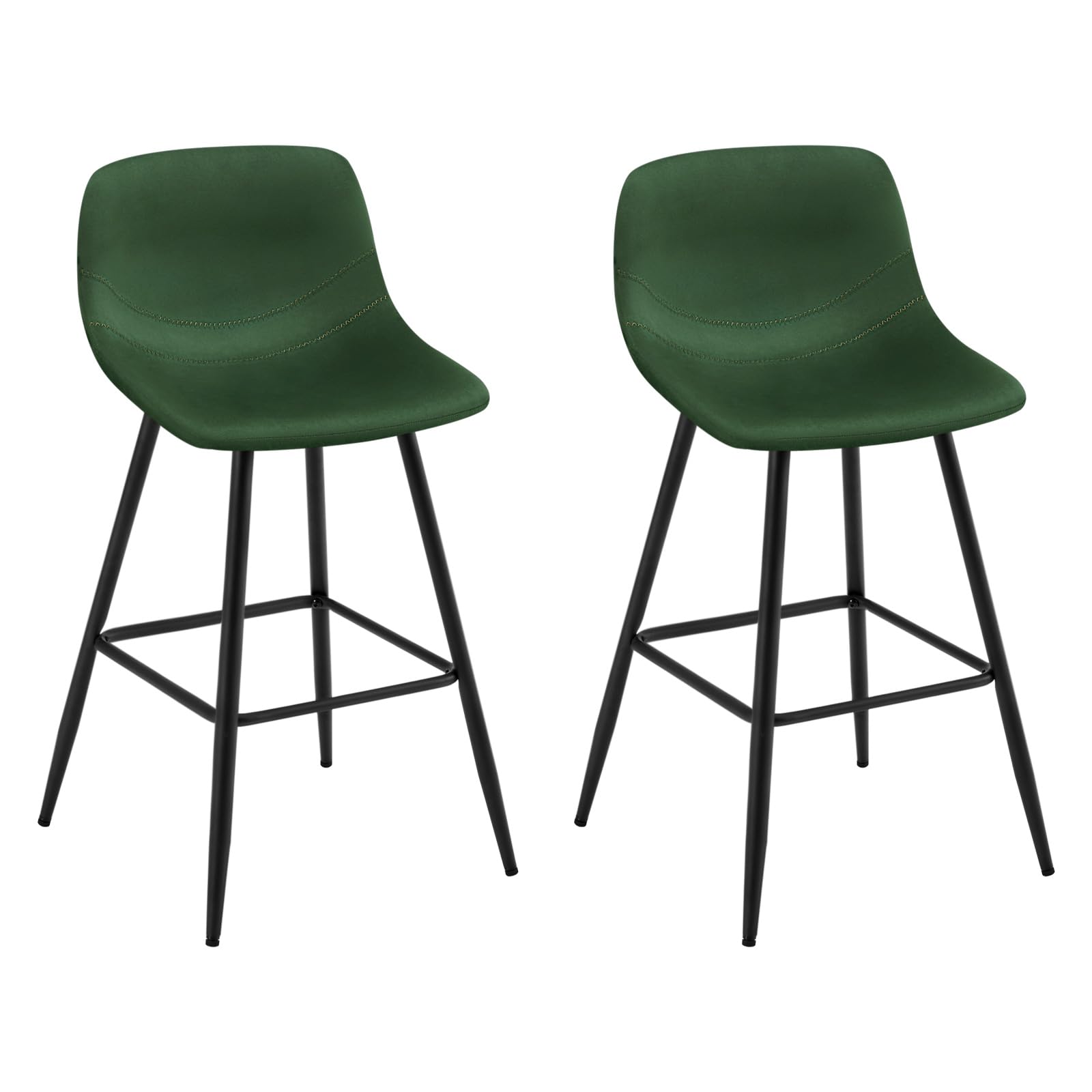EUGAD Sgabelli Alto Set di 2, con Schienale, Velluto, Verde Scuro