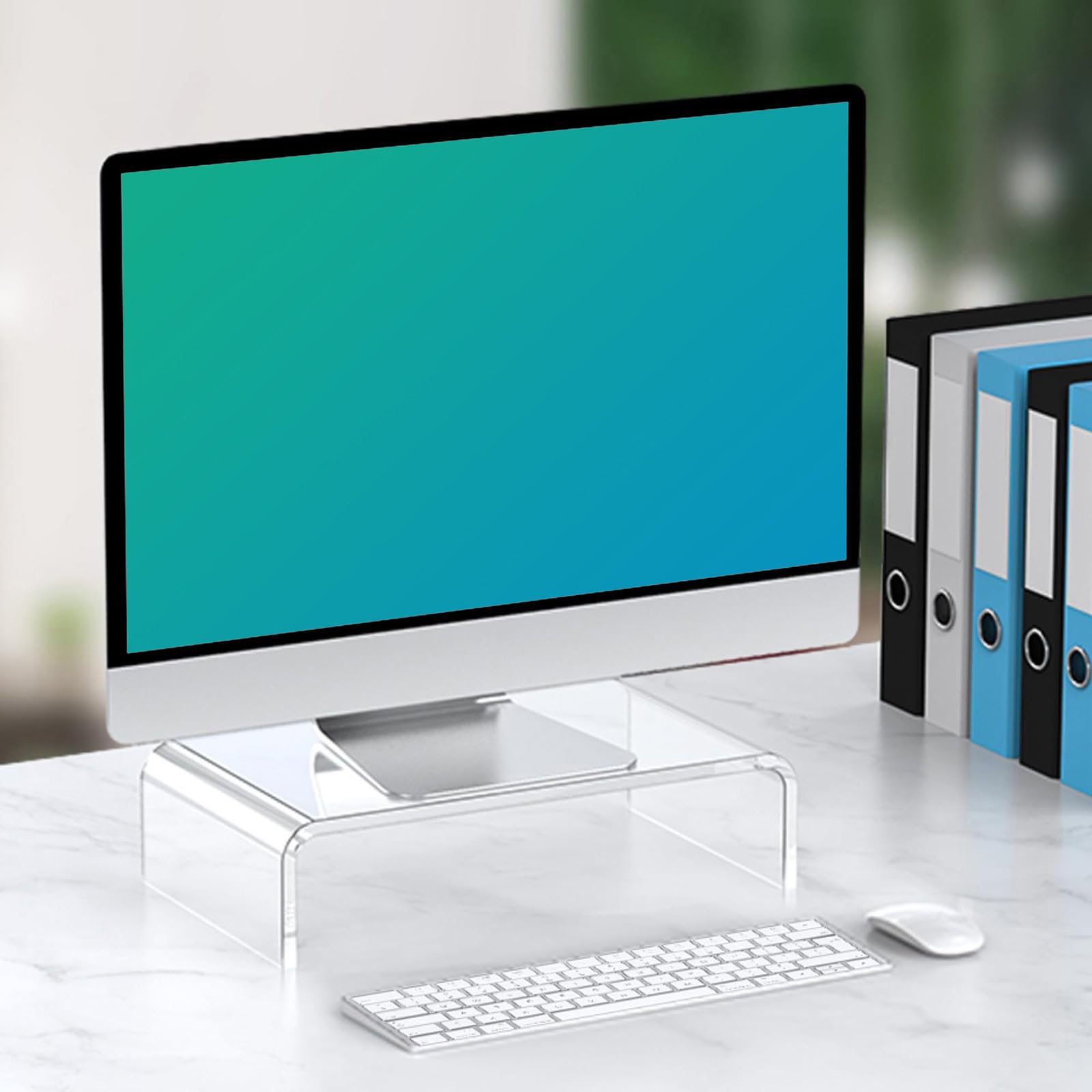 Ripiano per Monitor da Tavolo, Supporto per Laptop, 16 Inches | con spazio per tastiera aperto sotto supporto per layout aree studio remote