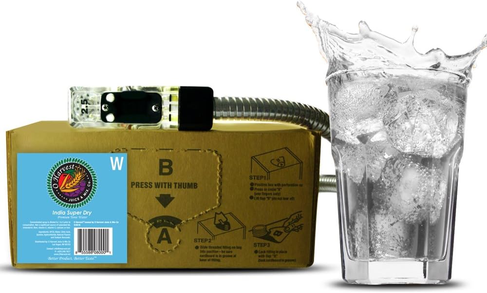Bar Beverages India Super Dry Craft Tonic Water (3 Gallon Bag-in-Box Syrup Concentrate) - Box Pours 18 Gallons of Tonic Water - Use with Bar Gun, Soda Fountain or Home Beverage System