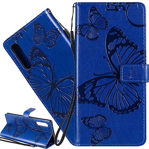 Isadenser Lg Velvet 5G Wallet Case Lg G9 G900 Velvet 5G Butterfly Embossing For Women [Kickstand Flip] [Card Slot] [Magnetic Clasp] Flip Phone Case For Lg G9 G900 / Lg Velvet 5G Blue Butterfly Kt #TOP12