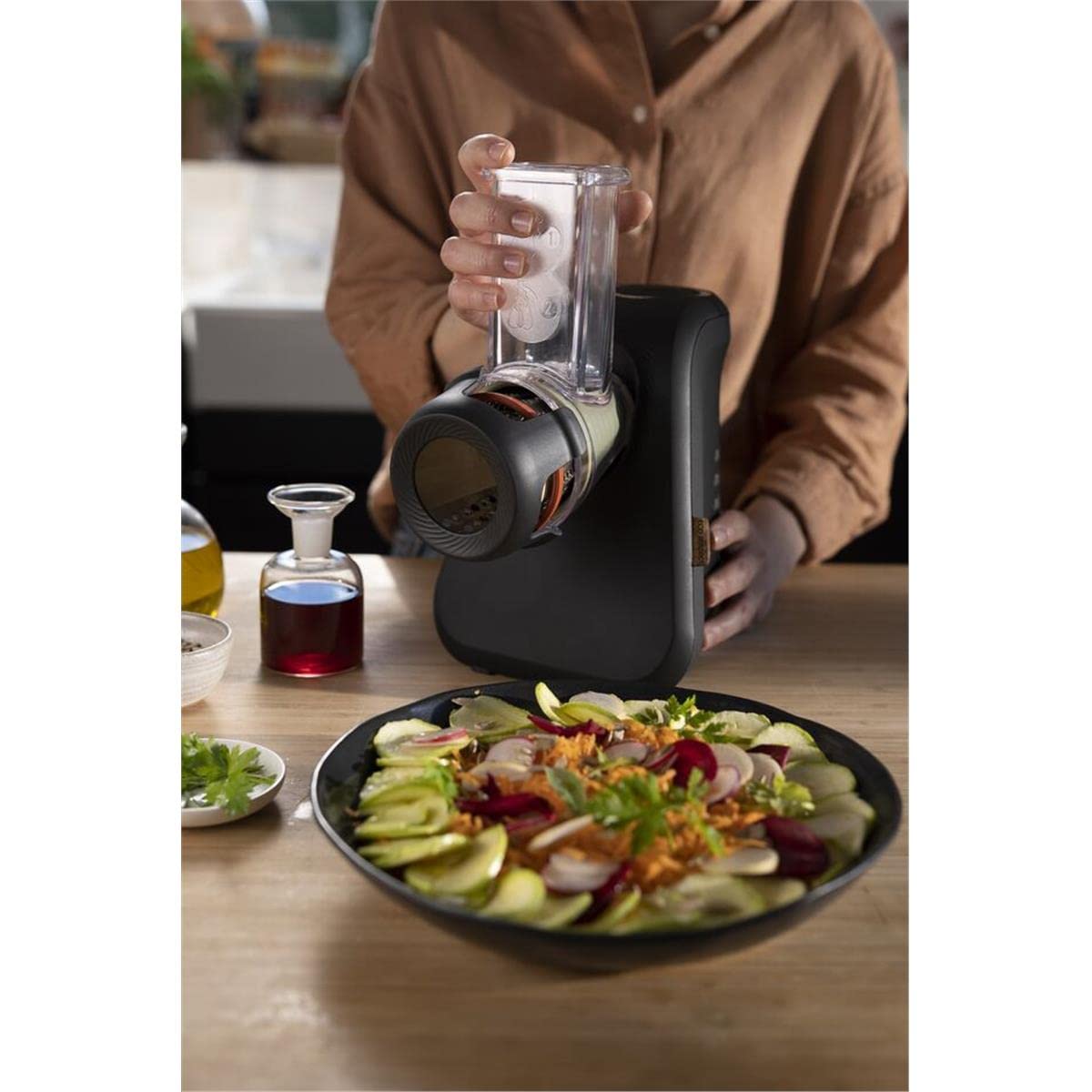 Tefal Küchenreibe Eco Respect, Elektrische Reibe, 200 Watt 1 Zerkleinerer Inkl 3 Reiben Pd 143254