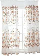 STAHAD Cortinas Transparentes De Janela Cortinas Florais Amarelas Cortinas De Tule Cortinas De Voile Flores De Tule De Janela Grandes Peônias Cortinas Transparentes Amarelas Cortinas