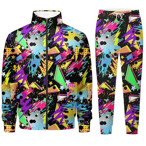 Amazon.com: COCYPAN 80s & 90s Neon Rave Outfits - Men's Sweatsuit