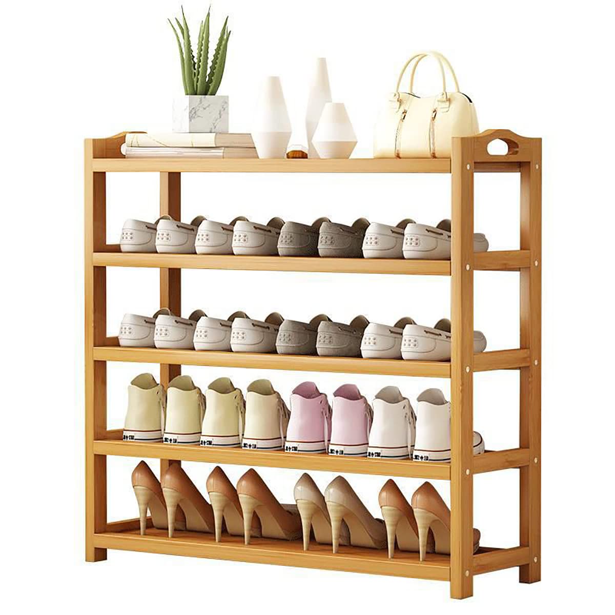 Buy Wooden Shoe Rack, Bamboo Shoes Free Standing Entryway Shoe