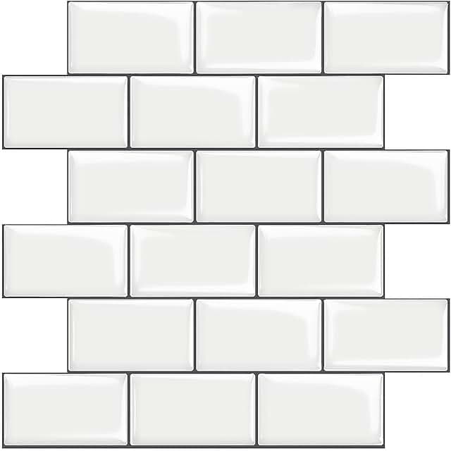 STICKGOO 10-Sheet White Subway Tiles Peel and Stick Backsplash, Stick on...