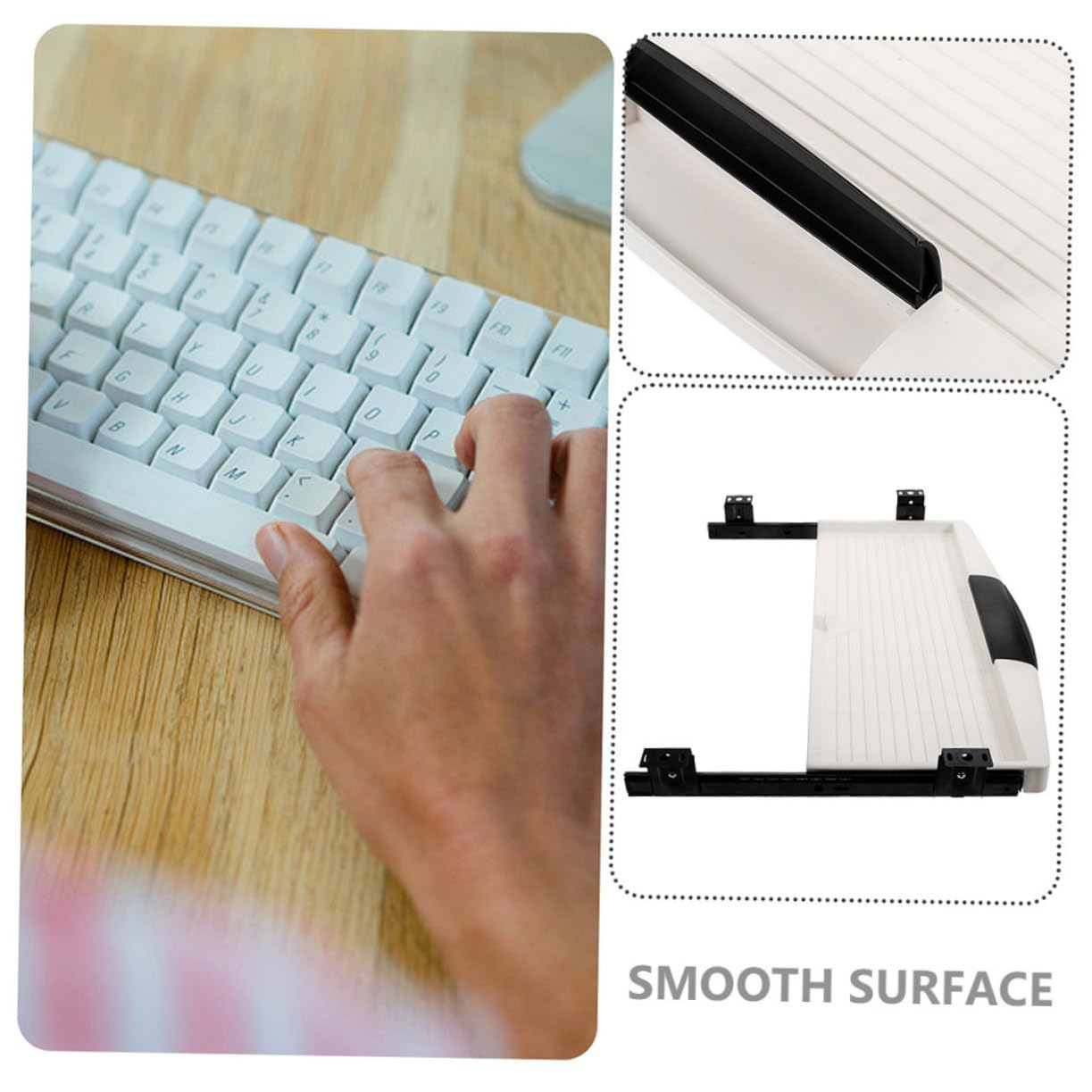 Cajón De Teclado Deslizante para Escritorio Bandeja De Teclado Bajo La Mesa Soporte De Teclado Plegable con Guías Accesorio De Oficina En Color y Ideal para