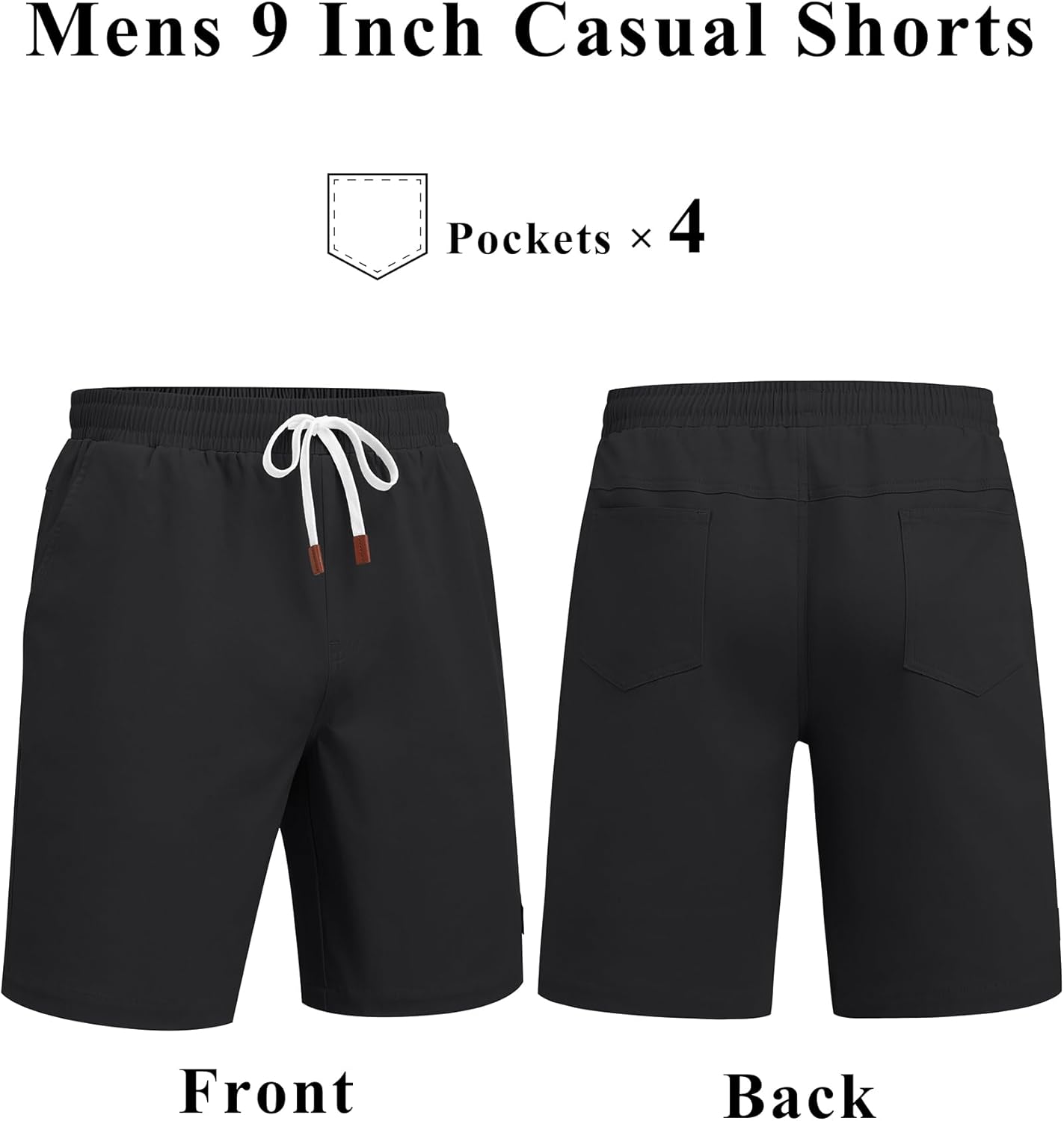 COOFANDY Mens Cotton Chino Shorts 9 Inch Casual Shorts Elastic Waist Drawstring Summer Beach Shorts with Pockets - Image 6