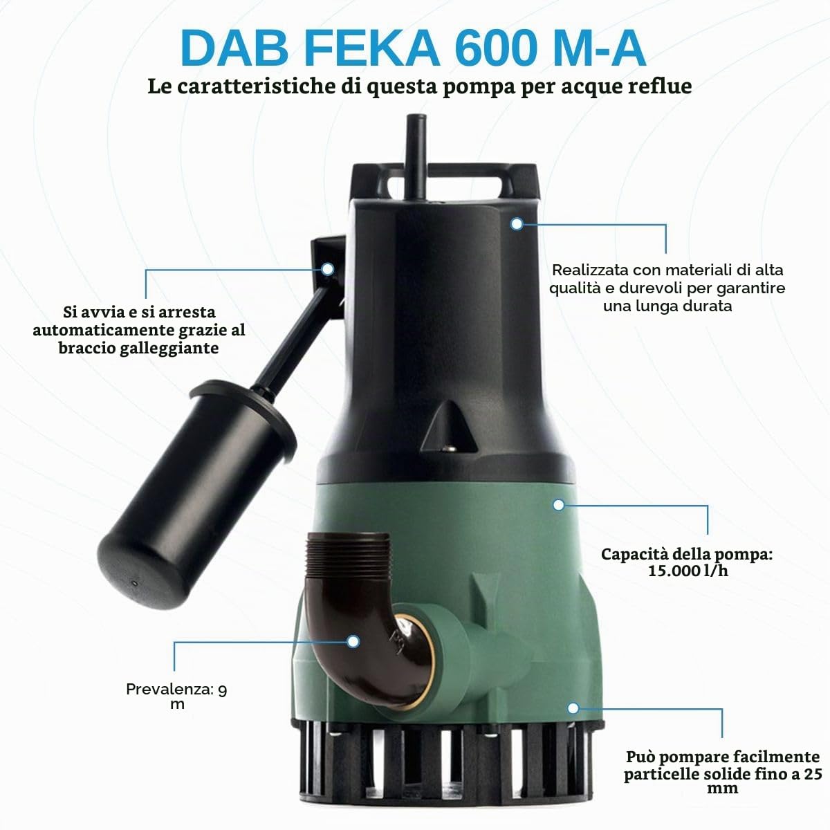 DAB FEKA 600 MA 0,70 HP Pompa per acque scure reflue con presenza di solidi