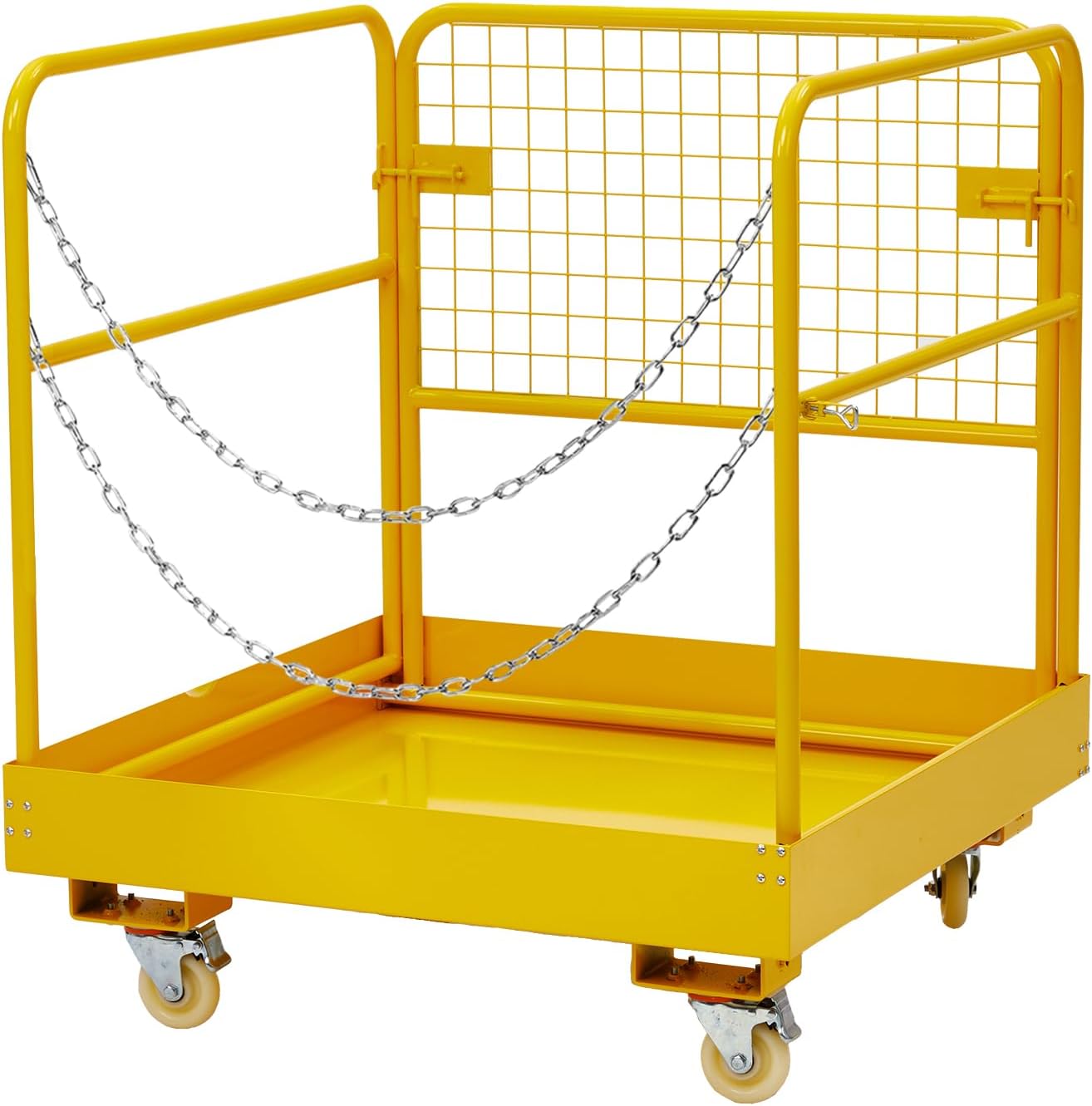 Folding Forklift Safety Cage 1200LB Capacity, 36"x 36" Collapsible Man Basket with Non-Slip Platform for Aerial Jobs in Warehouses/Construction 36 x 36 Inch