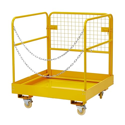 Jaula de seguridad para carretilla elevadora de 36 x 36 pulgadas para 1 o 2 personas, cesta Towallmark para hombre de 1200 libras, plataforma de