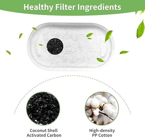 Miniatura 2 de Filtros de fuente de agua para gatos, paquete de 8 filtros de repuesto para fuente de agua para mascotas y 8 esponjas de prefiltro para fuente