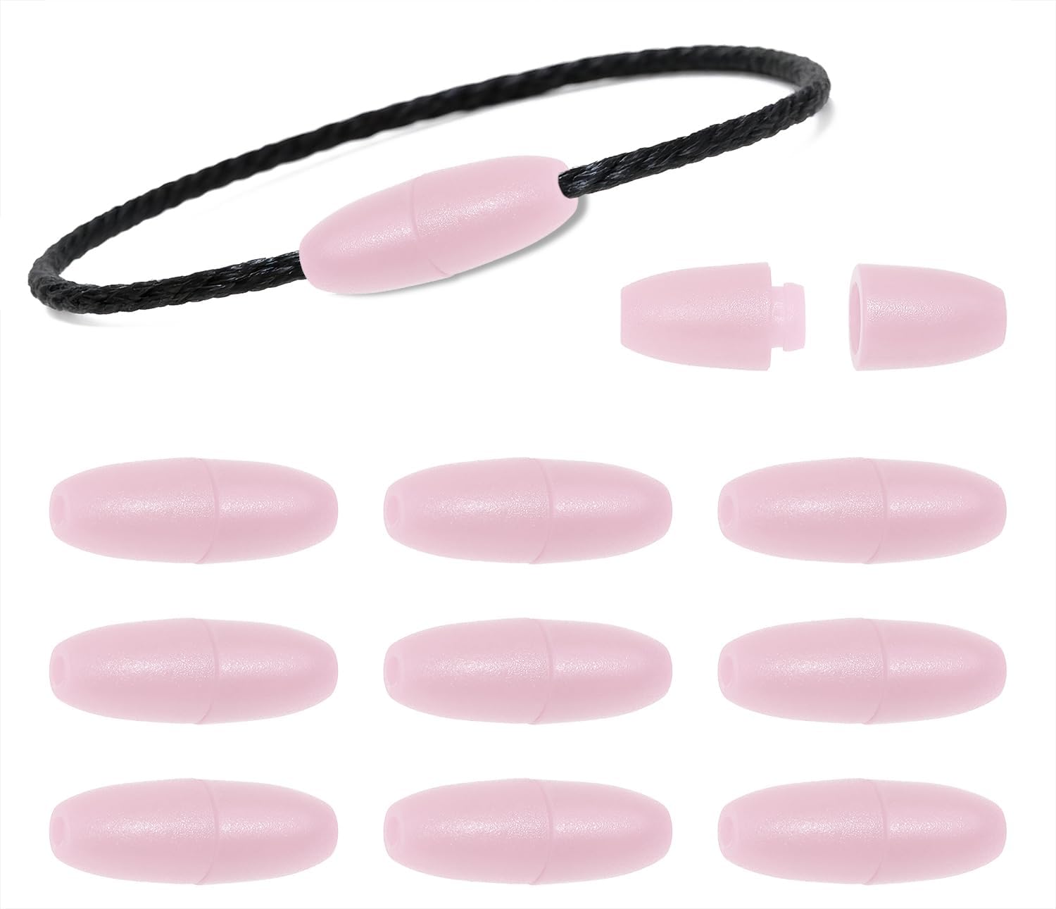 Mini Skater 10 Sets/20 Pieces Breakaway Clasps for Lanyard Necklaces Bracelets Jewelry Making Safety Lanyard Clasps Bead Barrel Connectors DIY Crafts Supplies (Light Pink)