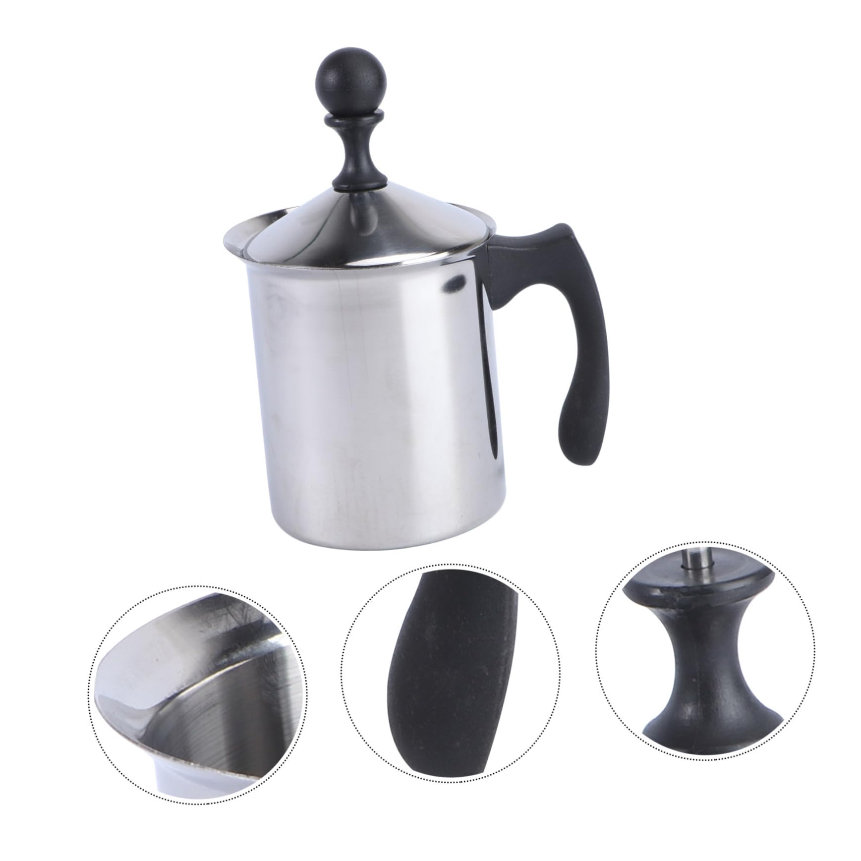 Espumador Plata 800cc de Leche Inoxidable Manual de Acero