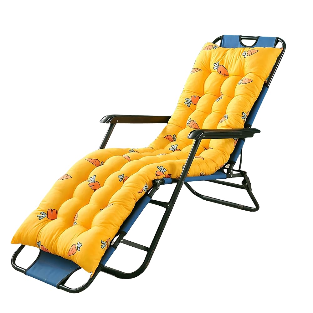 Surwin Sun Lounger Cushions Only, Soft Recliner Cushions Thick 8cm lounger Seat Pads for Indoor Outdoor Patio Yard Beach Garden (Yellow Radish,53x158cm) — image 1
