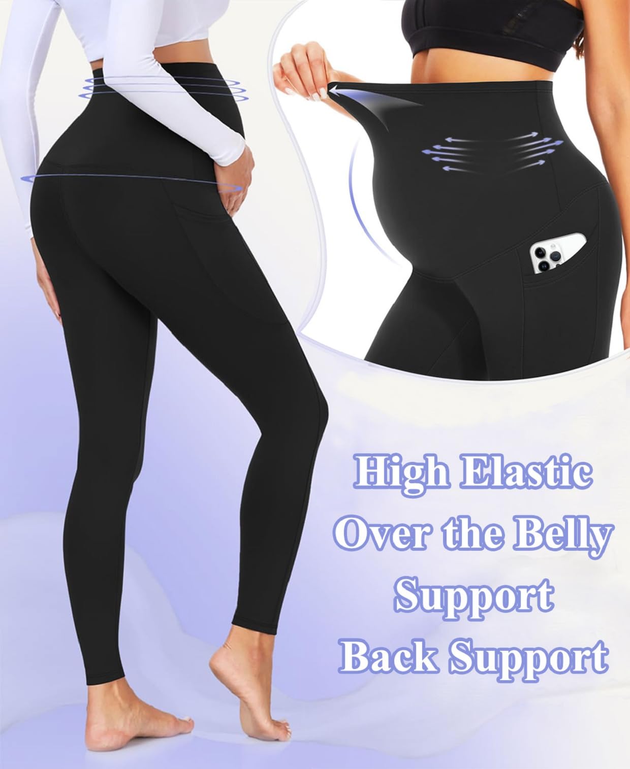 Yutdeng Leggins Premama Invierno Leggins Embarazada Mujer Mallas Termicas con Bolsillos Cintura Alta Elásticos Pantalones Premama Forro Polar Fino Maternidad Ropa Premama Embarazada