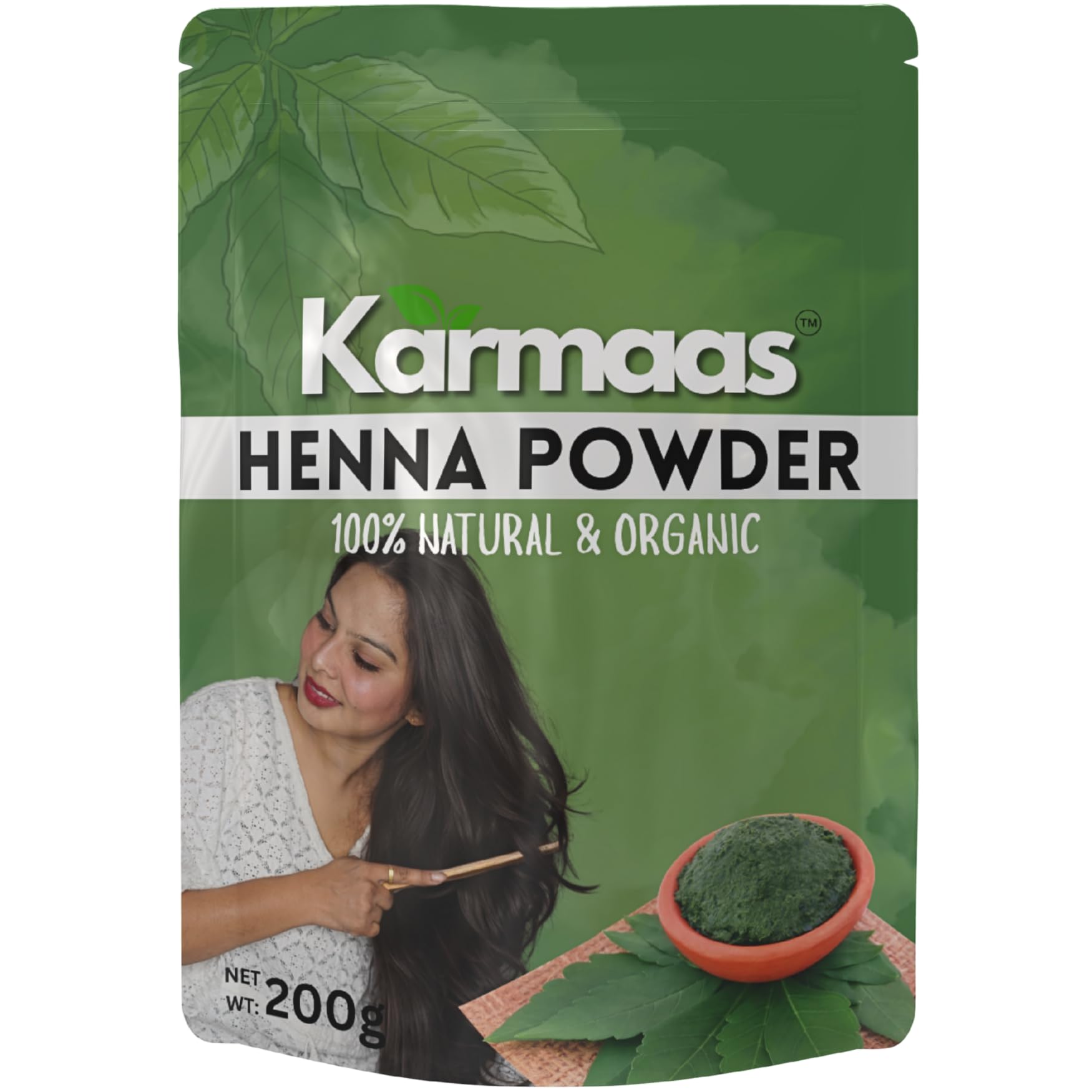 Karmaas 100% Natural & Organic Henna Powder For Hair, Beard, Hands & Feet Chemical Free 200g-picture-51