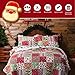 Bedsure Christmas Quilt Set Queen - Red Quilts for Queen Size Bed, Multicolor Patchwork Printed Pattern Christmas Bedding Set - Soft Microfiber Lightweight Coverlet Bedspread (90