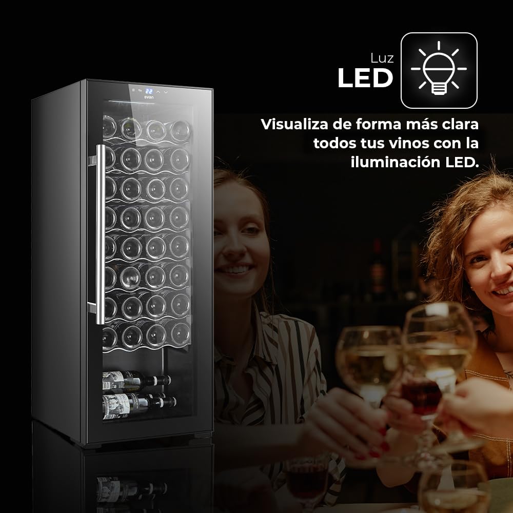 SVAN Vinoteca 32 Botellas Negro SVN3200S. 65W, Display LED táctil, Pantalla Digital Exterior, 8 Rejillas Metálicas, Clase de Eficiencia Enérgetica G — view 5