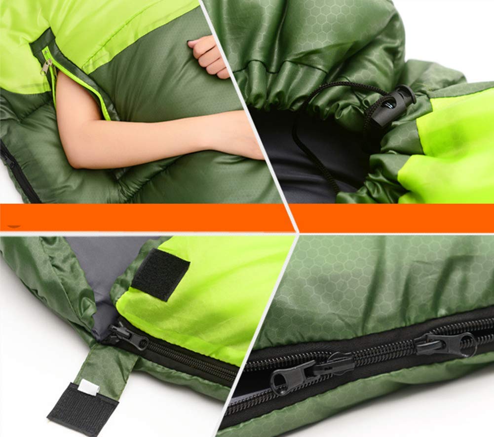 Sacchi a Pelo da Campeggio Sacchi a Pelo Sacco a Compressione Leggero Avvolge Zip Compressa All'aperto Spessa Calda Interna Pausa Pranzo Viaggio Cotone Impermeabile, Verde,A1.35kg