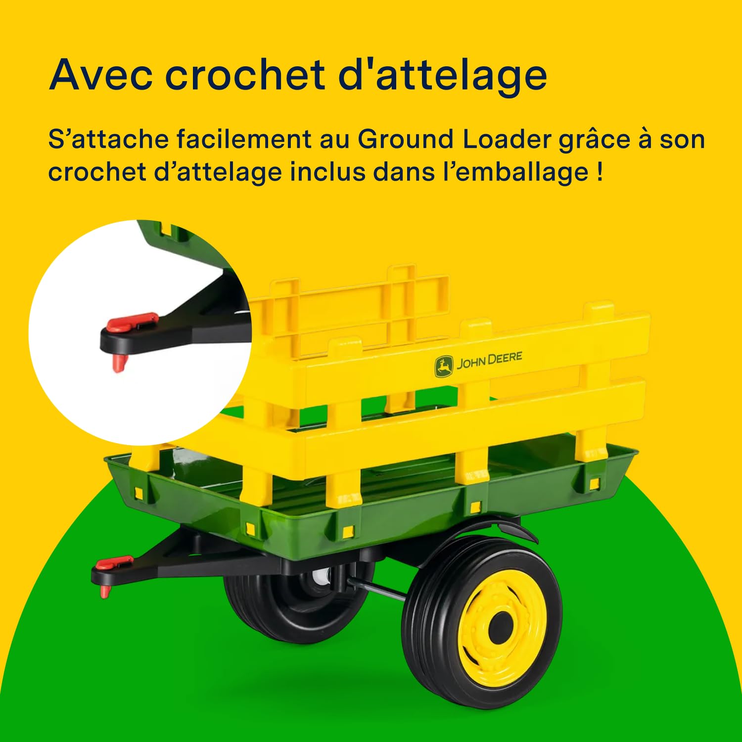 PEG John Deere Stake-Side Trailer, Remorque à Deux Roues pour Tracteur Électrique Ground Loader, Capacité de Charge 10 kg, pour Enfants dès 2 Ans