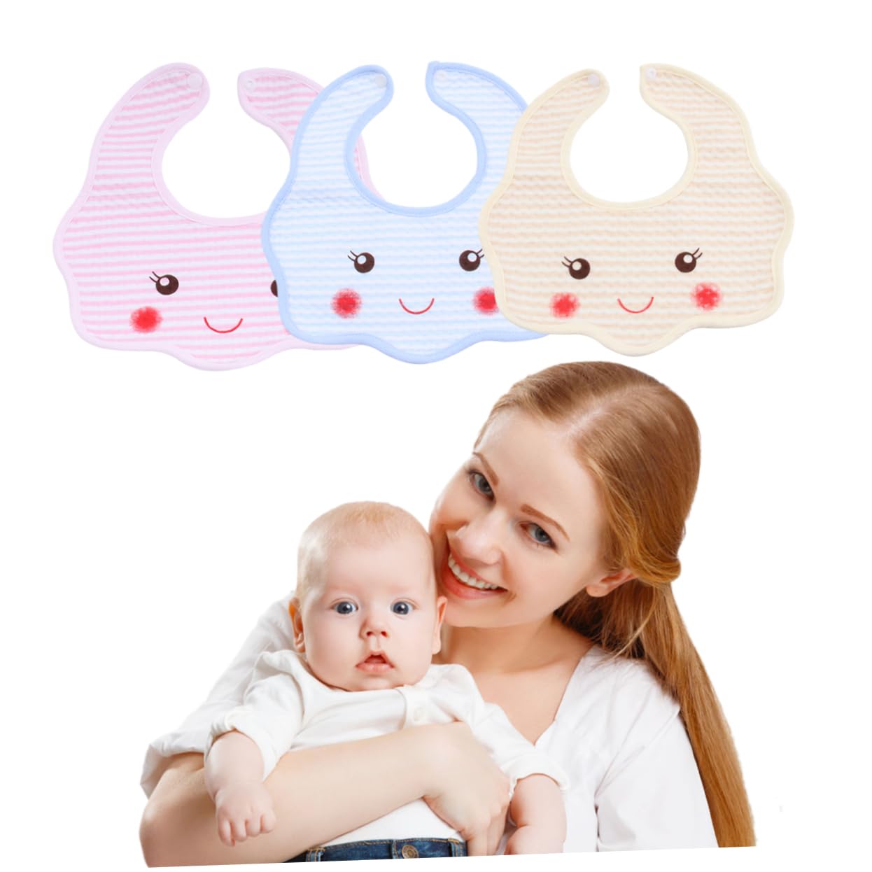 Abaodam 2 Set Bavaglini Con Bottoni Per Neonati Bavaglini Per Lallattamento in Morbido Cotone Con Motivi Carini Per Ragazzi/ragazze 5 Pezzi*2