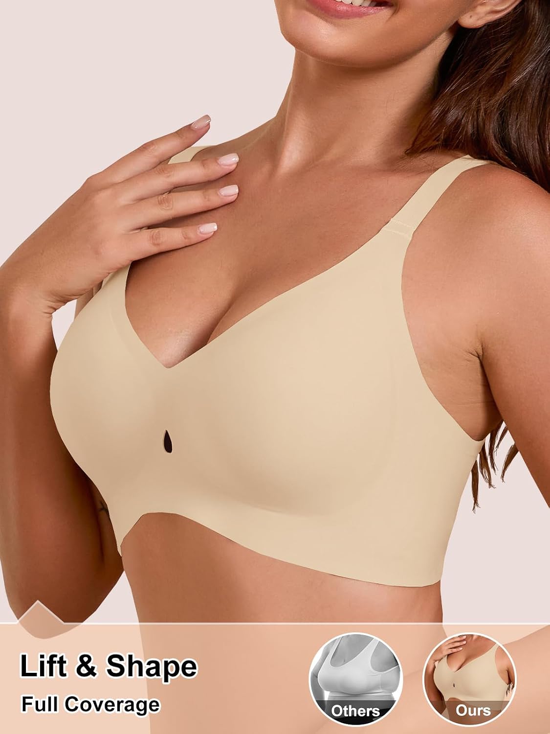  Jelly Bras for Women No Underwire Seamless Push Up Bra | Full Coverage Wireless Everyday Bralettes, Soft Supportive Comfortable Tshirt Bras, Plunge Breathable Daily Wear thumbnail