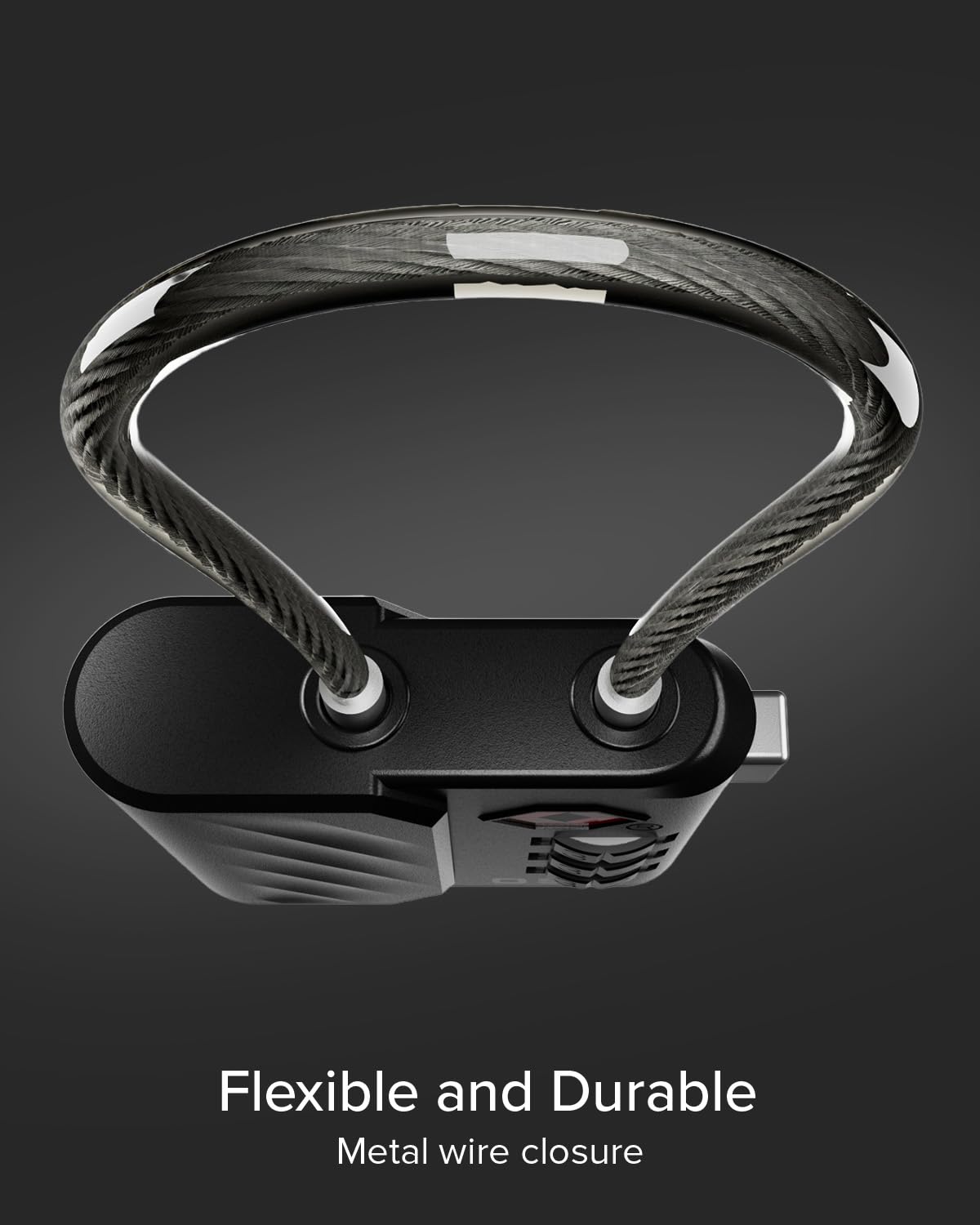 SBS Track My Lock, Zamek TSA z Wbudowanym Lokalizatorem Finder, Kompatybilny z Apple Find My (iOS), Zamek z Kodem 3-cyfrowym, Alarm 60 dB, Ładowanie USB-C, Idealny do Walizek i Toreb, Czarny