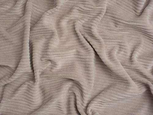 Minerva Core Range Fawn 4 Wale Velour Rib Stretch Knit Cord Fabric for Dressmaking - 155cm Wide - per metre