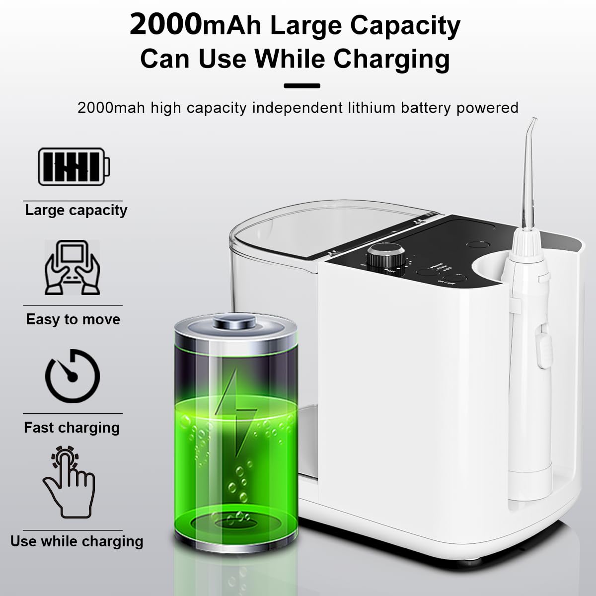 Versione aggiornata 900 ml filo interdentale da bancone, idropulsore professionale con custodia e 6 punte a getto