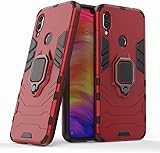 Ougger Funda para Xiaomi Redmi Note 7 Carcasa Multifuncional Tapa Armadura Protector Absorci?n de Impacto [Soporte de v?deo] Tapa Duro Pl?stico + Suave TPU Silicona 2in1 Carcasa Redmi Note 7 (Rojo)
