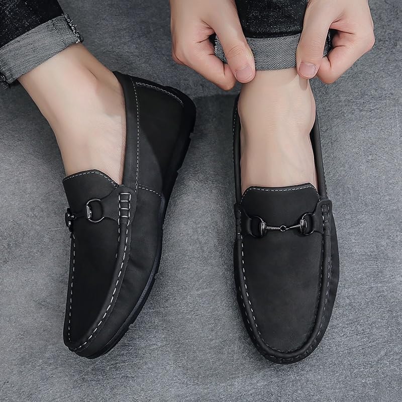 Men's Loafers Shoes Round Toe PU Leather Loafer Shoes Flat Heel Comfortable Lightweight Prom Fashion Slip-ons2