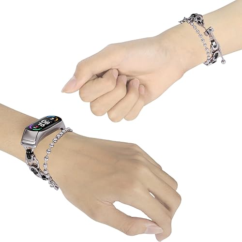 Miniatura 3 de Compatible con la correa Mi Band 4 Barcelet, pulsera ajustable de 5.5 a 8.0 pulgadas, correa de repuesto de acero inoxidable para mujeres y hombres,