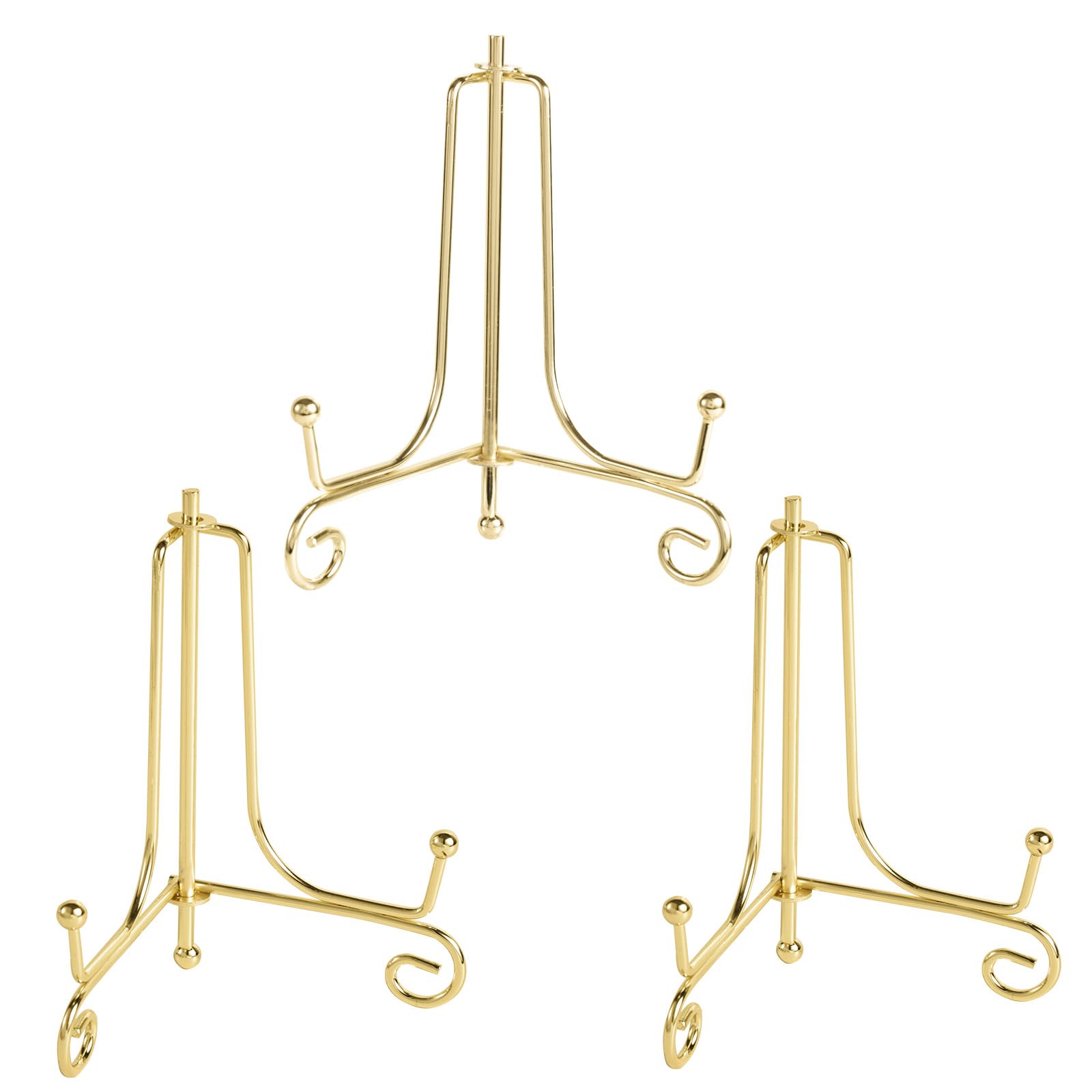 Penitue 3pz Cavalletto per Piatti Dorato, 10,6x6,5cm Espositore in Ferro Cavalletto Decorativo per Cornici Foto Biglietti di Nozze Poster Spumanti Piatti Decorativi(Oro)