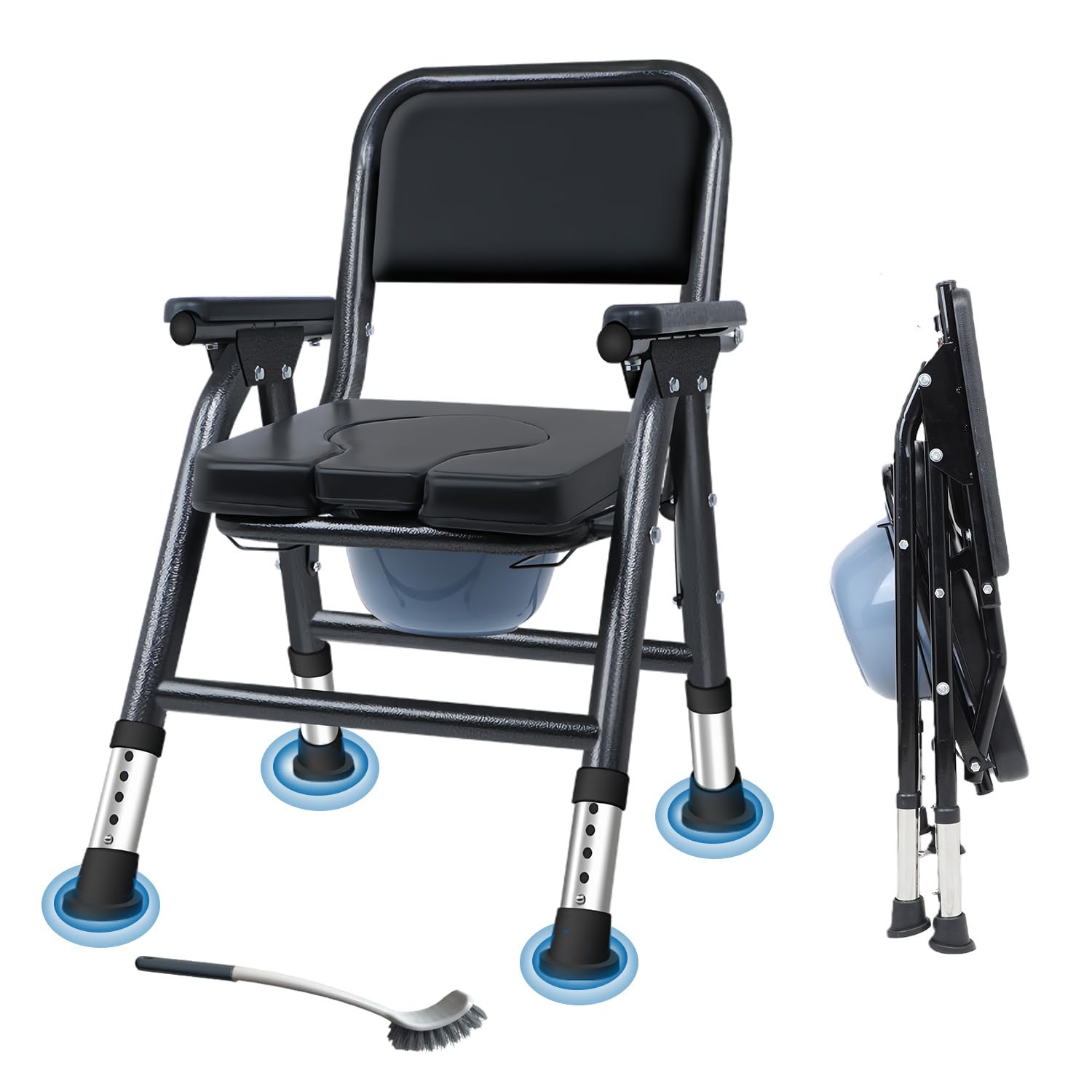 Sedia Comoda WC per Anziani | Sedia WC per Anziani Pieghevole e Regolabile in Altezza a 5 Livelli, Comoda per Anziani Portatile, Sedia da Toilette per Disabili, Carico Massimo 200 kg